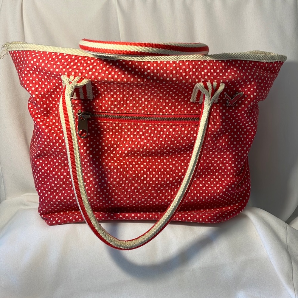 American Eagle Pink and White Polkadot Signature Bag